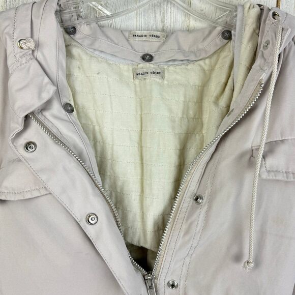 paradis térre cream military zip up jacket womens size small - Picture 6 of 8